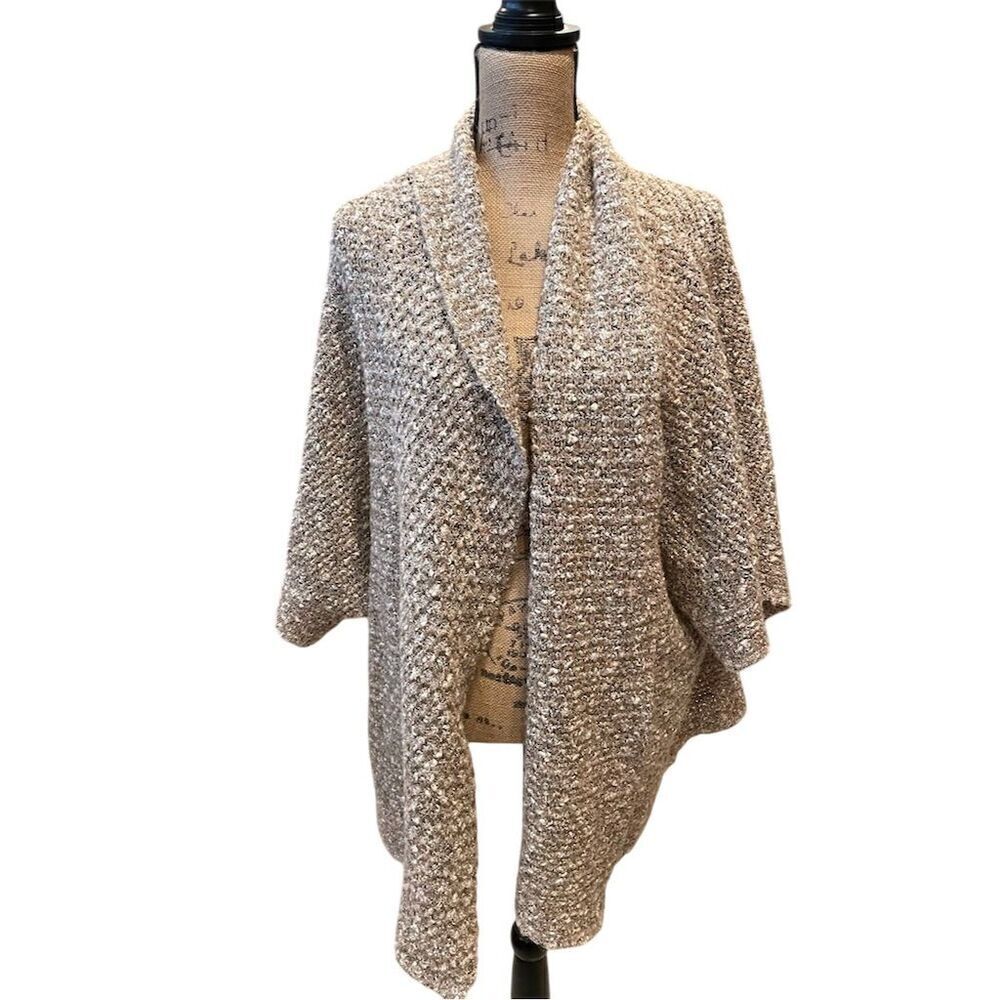 Lane Bryant Women's Plus Size 22 Tan Chunky Knit Cardigan Sweater Short Sleeve